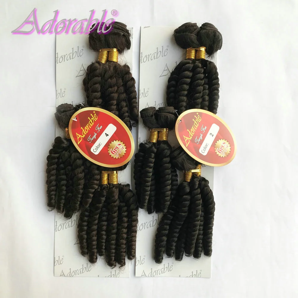Adorable Synthetic Hair Extension GO 6PCS Set / 10-14inch Weave Bundles Natural Color African American Afro
