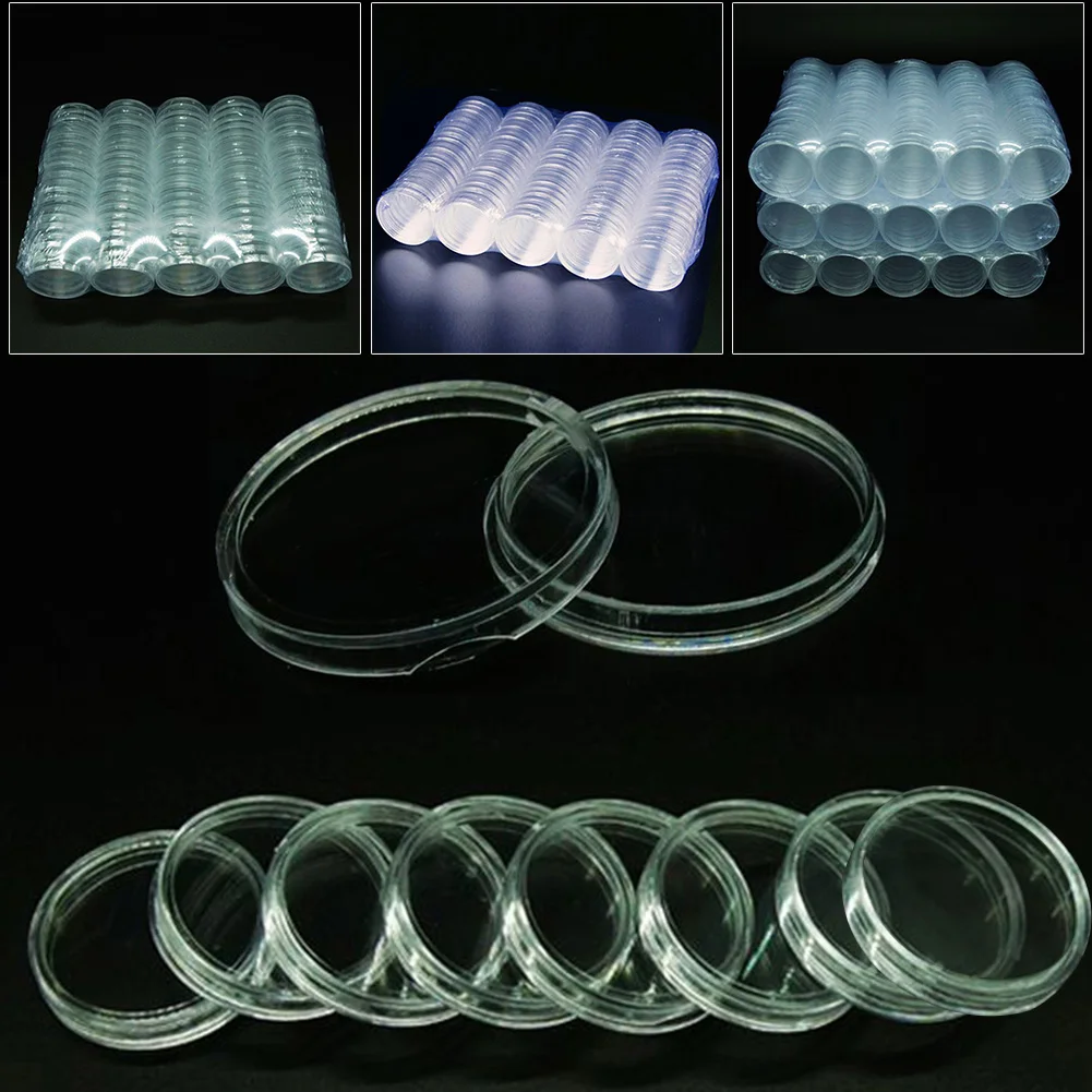 Coin Holder Capsule, Transparent Plastic, 27mm Inner Diameter, Perfect for Coin Collection and Protection, 1025pcs