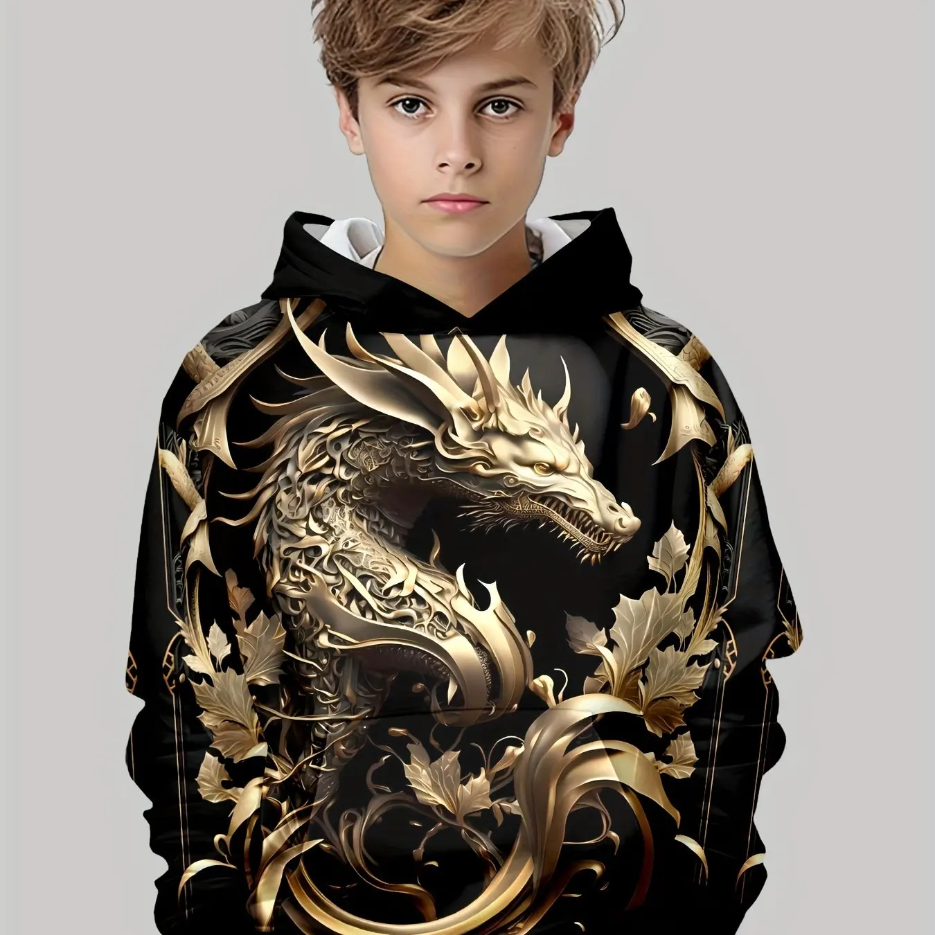 Kids Clothes Boys Hoodies Long Sleeve Creative 3D Dragon Print Children Spring Fall Clothes Casual Outdoor Street Boy Clothing