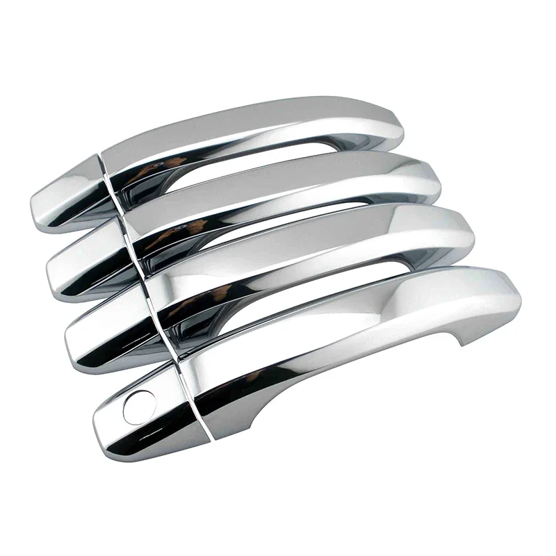 Cubierta de manija de puerta para CHEVROLET SILVERADO 2014 TAHOE, piezas de coche cromadas brillantes de fibra de carbono de alto brillo, plástico ABS, 1500