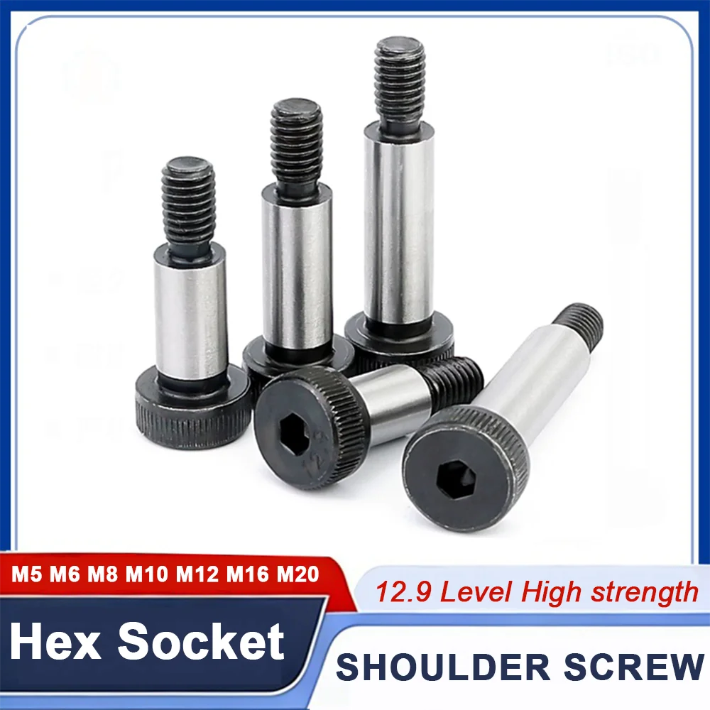 1-5pcs Hexagonal Socket Screw 12.9 Grade High Strength Steel with Equal Height Screw Shoulder Limit Bolt M5-M20 Length 10-150mm
