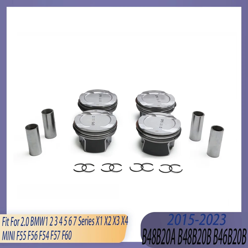 

STD 4PCS Engine Piston & Rings Set Fit 2.0 L B46 B48 Gas 15-23 For BMW 1 2 3 4 5 6 7 Series X1 X2 X3 X4 MINI F55 F56 F54 F57 F60