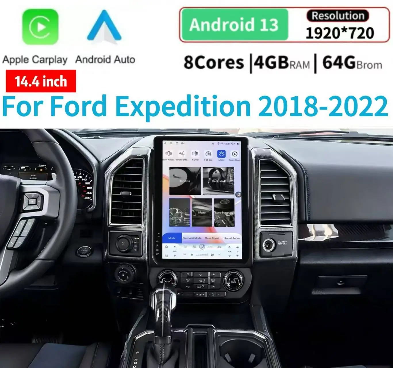 

14.4" Tesla Screen GPS Navigation Car Radio Stereo For Ford Expedition 2018-2022