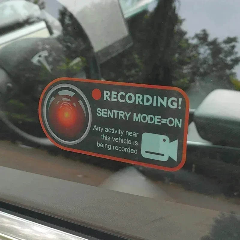 

Warning Sticker for Tesla Model 3 Y S X Sentinel Mode Recorder Electrostatic Sticker Warning Anti Theft Stickers Car Accessories