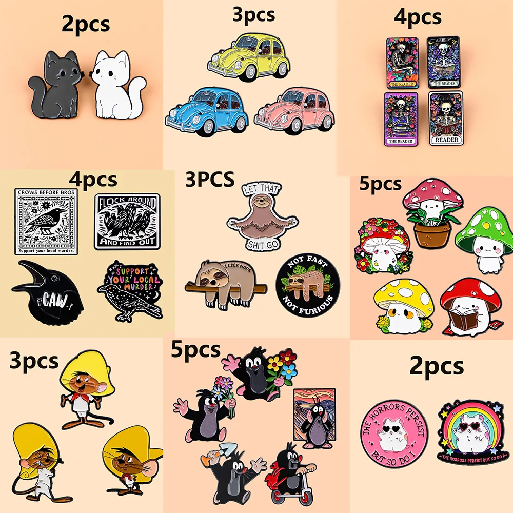 2-5PCS Wholesale Mixed Cartoon Theme Brooch, Daily Clothing Decor Brooch for Women & Men，Halloween Party Accessories