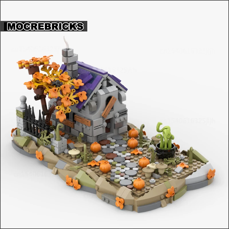 Decorazioni di Halloween Building Block Cimitero stregato Tombstone Modello Accessori per città Zucche Fiori Divertenti mattoni Giocattoli per bambini