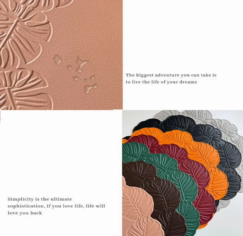 Orange Flower Shaped PU Faux Leather Table Mats Round Placemats Set for Dining Tables - Gift Idea -Set of 1/4/10 Thanksging Gif