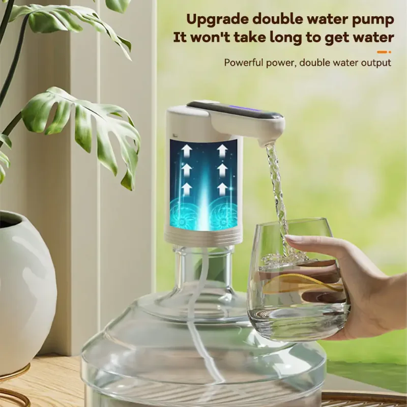 

Double Pumps Powerful Automatic Water Dispenser Portable Water Gallon Bottle Switch Pump USB Charging for Home Kitchen Office