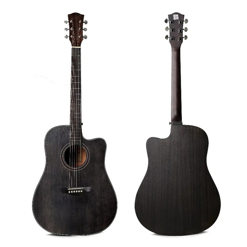 Wholesale 41 Inch Black Matte Acoustic Guitar Wood Stringed Musical Instrument With Accessories