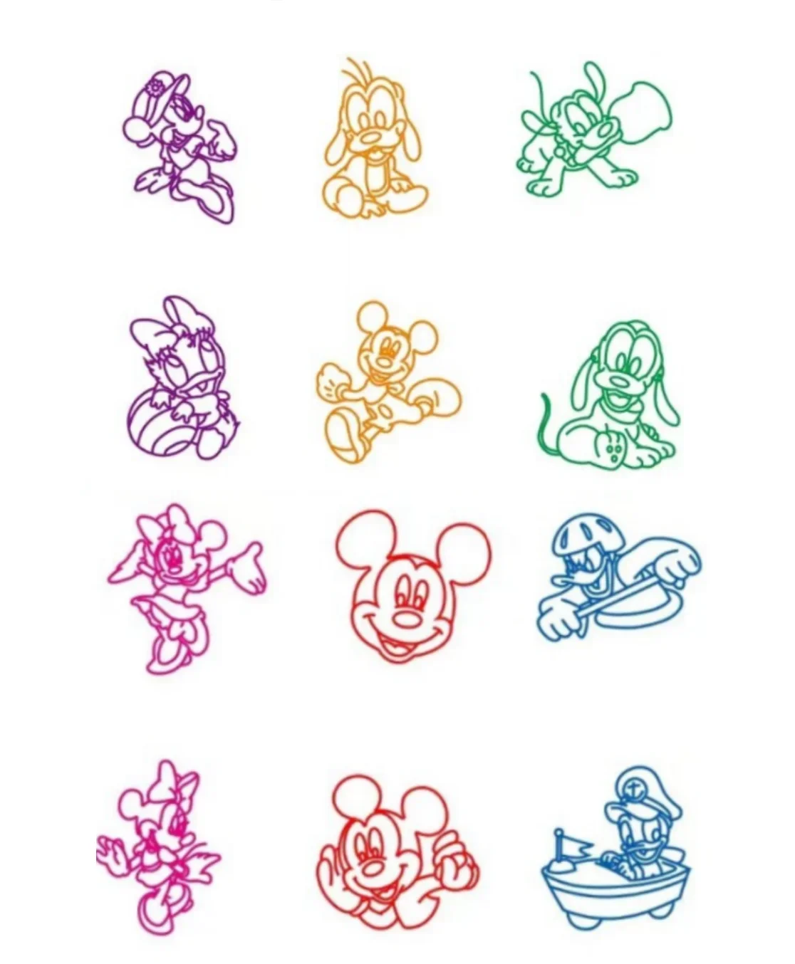 Disney Mickey Mouse Stamps 12pcs Cartoon Minnie Seal Children's Birthday Gift Mini Colored Fun Character Seal Kindergarten Toys