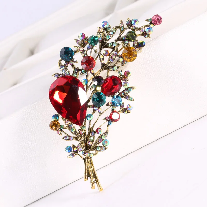 Big Flower Crystal Brooch For Women Fashion Brooch Pin Bouquet Rhinestone Brooches Scarf Clip Wedding Jewelry