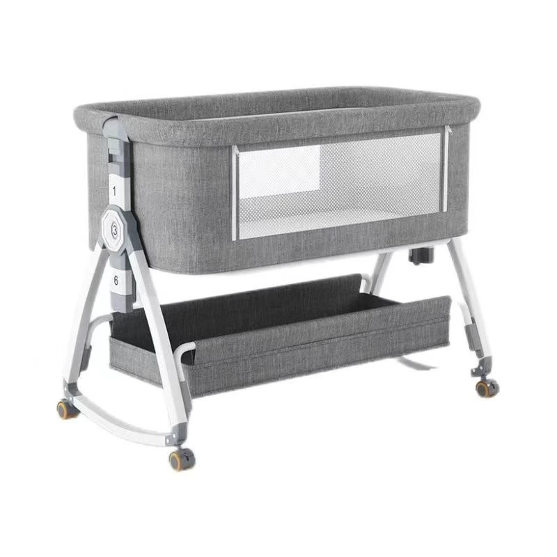 سرير أطفال محمول قابل للطي مع ناموسية ومرتبة إسفنجية الذاكرة وسلة تخزين سرير مقسم لحديثي الولادة #1