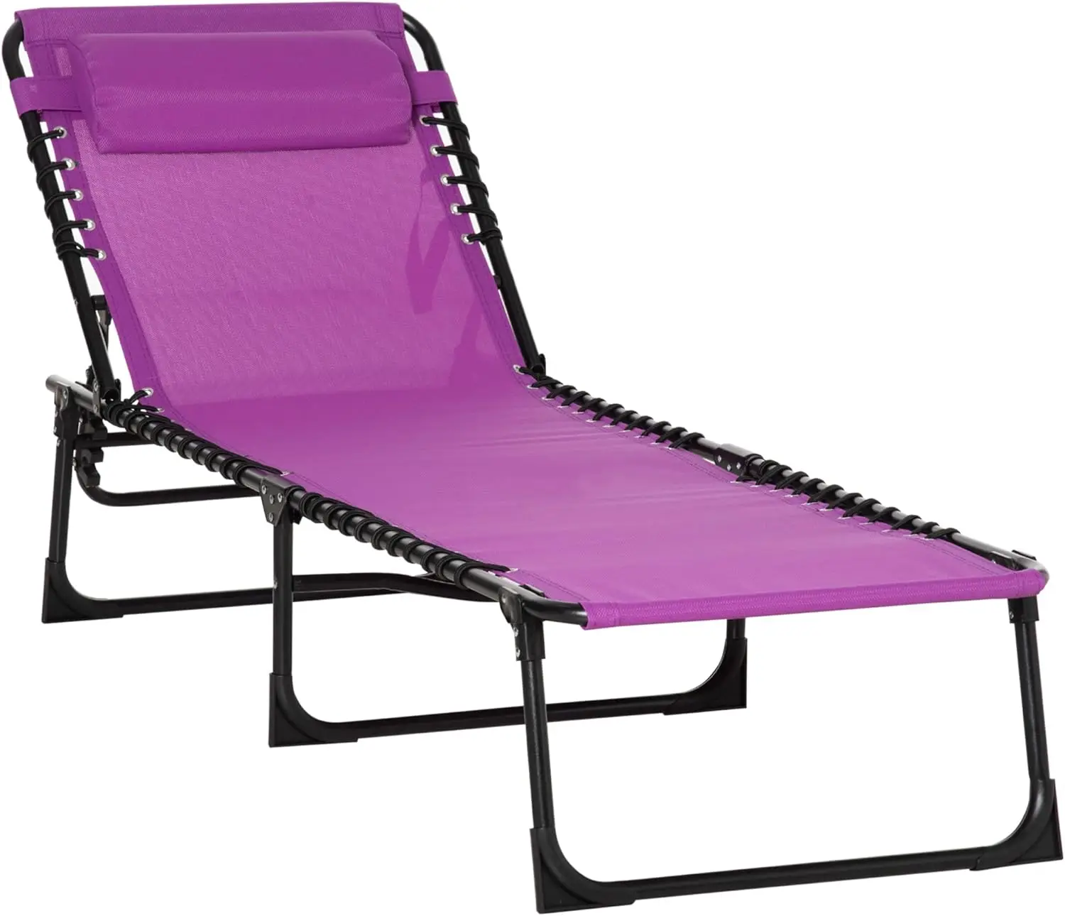 Outsunny Folding Chaise Lounge Pool Chair, Patio Sun Tanning Chair, Outdoor Lounge Chair With 4-Position Reclining Back,