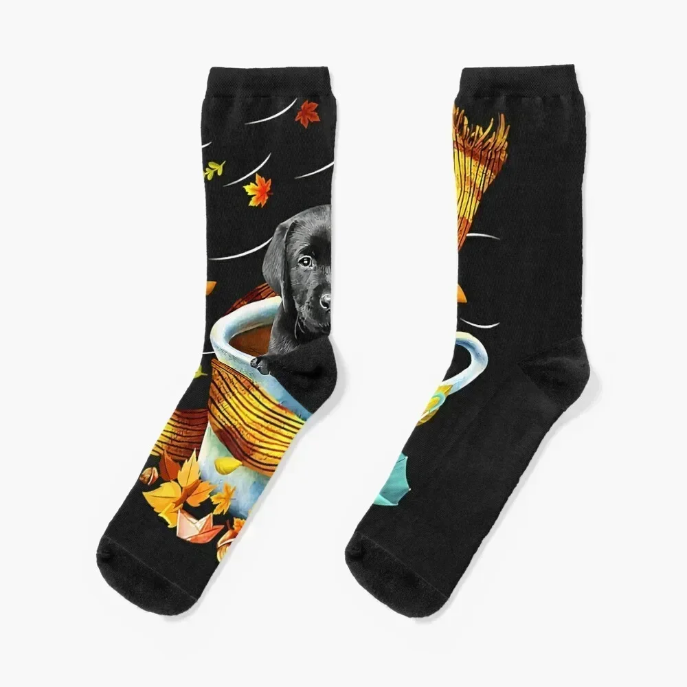 

Labrador in coffee cup Socks cute custom sports cartoon cotton Men Socks Women's