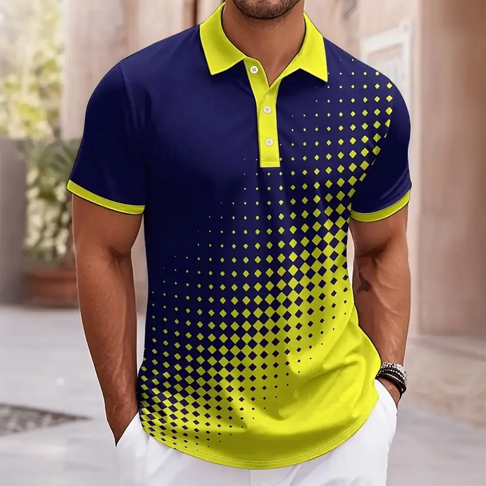 Summer Fashion Men's Polka dot printing Short Sleeved Polo Shirt Collared Shirt Casual Tops Outdoor Street Polo Shirts For Men
