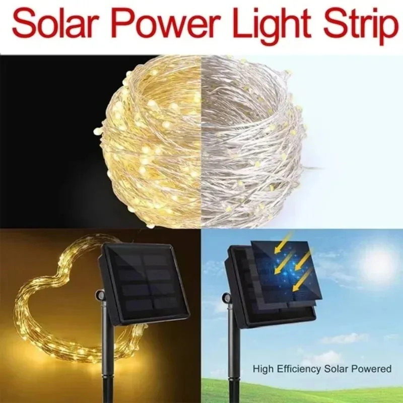 Solar Powered Fairy String Lights Waterproof Outdoor Warm White LED Lights for Garden Patio Camping Christmas Party Decor