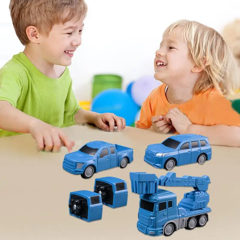 Transforming Robot Toys Magnetic Transforming Construction Trucks Vehicles Robot Assemble Building Trucks Toy Construction
