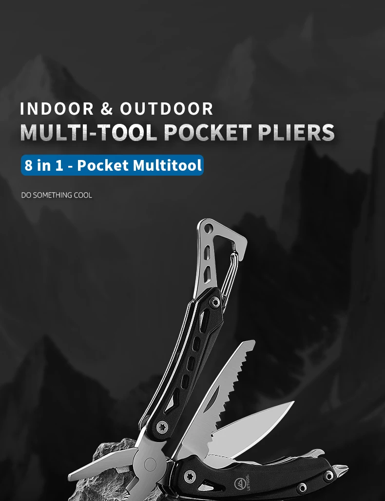 LETGOS Micro Multitool 8-in-1 Mini Tragbare Zange, Taschen-EDC-Zange Messer Schraubendreher-Set Outdoor Tragbares Taschenwerkzeug – Detail 1