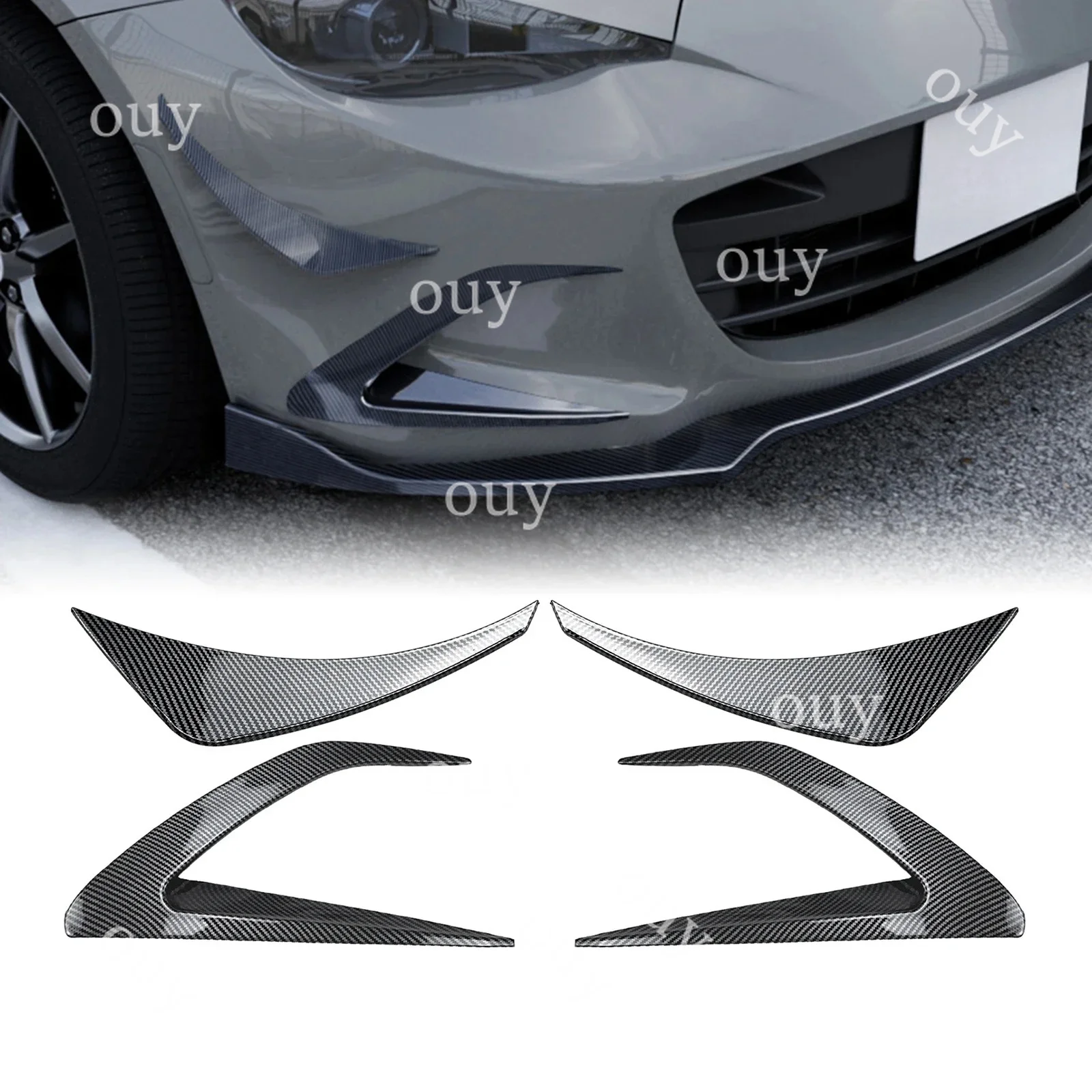 New! For Mazda MX-5 MX5 ND Miata 2016-2025 Front Bumper Side Air Vent Trims Fog Light Cover Intake Frame Canards Spoiler Splitte