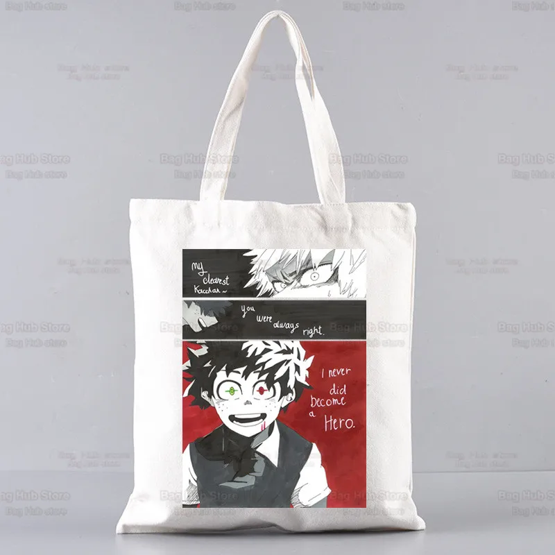 Bolsa de lona Boku sem arte para meninas, bolsas Anime, estampa simples, My Hero Academia, Bakugou, sacolas de compras, pacote Life Casual