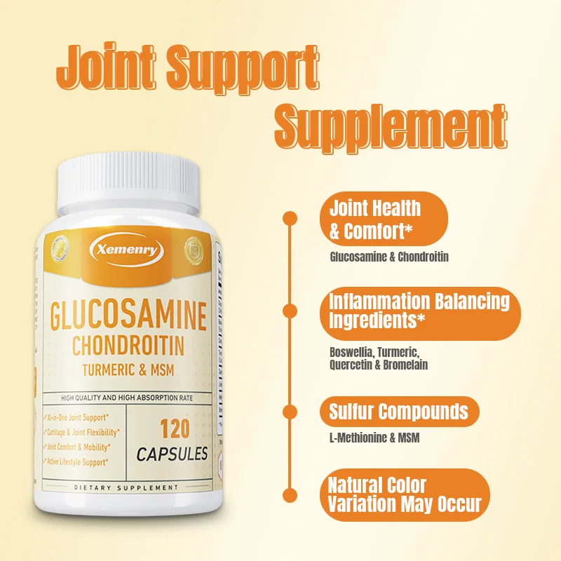 Glucosamine Chondroitin MSM Turmeric - Promotes Bone and Joint Health, Supports Cartilage Regeneration