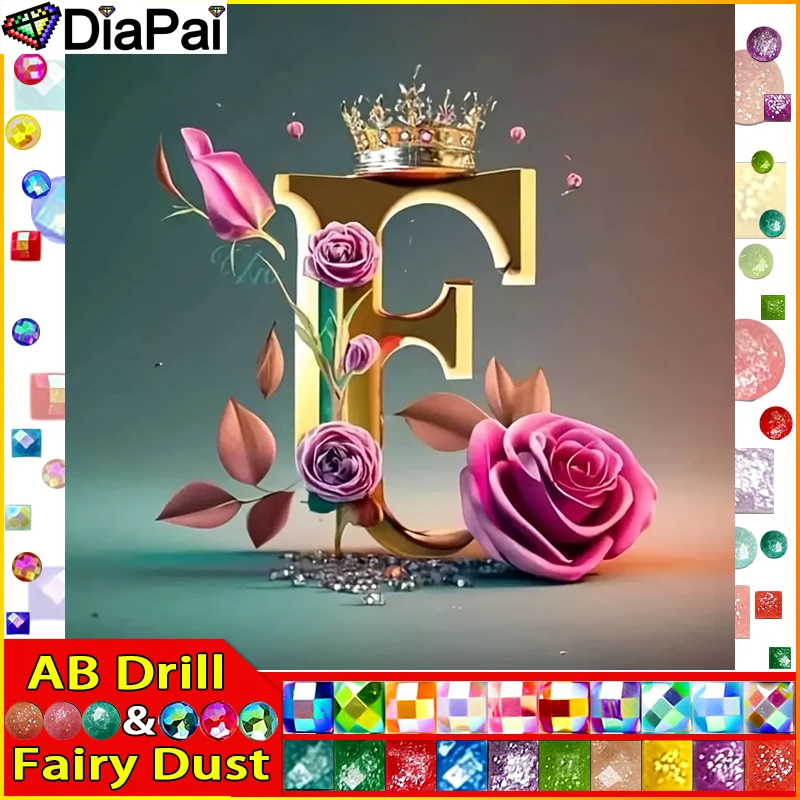 

DIAPAI Fairy Dust AB 5D Алмазная вышивка Набор для рукоделия "Цветок алфавита" Diy Алмазная картина Вышивка крестиком Украшение дома