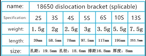 18650 Cell Battery Holder Flat Head Dislocation Bracket Compact Bracket Can Be Spliced, Module Battery Pack Bracket