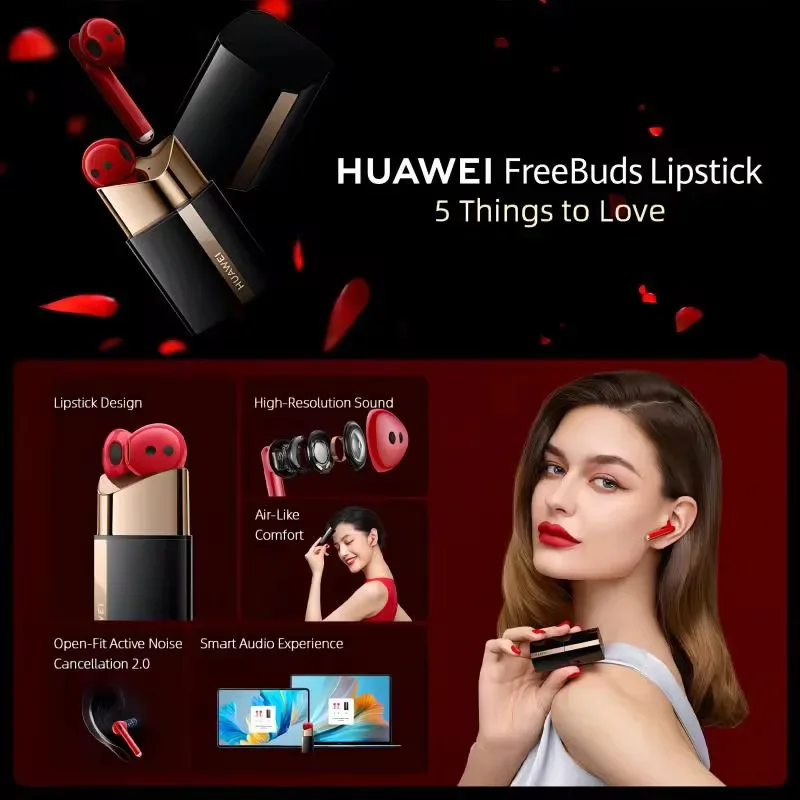 Huawei FreeBuds Lipstick Semi Open Active Noise Reduction True Wireless Lipstick Bluetooth Earphones Suitable for Apple Xiaomi