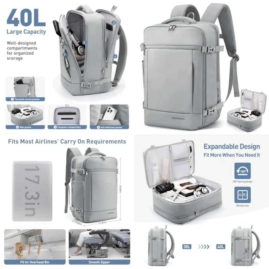 

Laptop Backpack for 17 Inch Laptop, 40L Expandable Large Capacity Backpack, TSA Carry On Travel Backpack with Padded Laptop Com