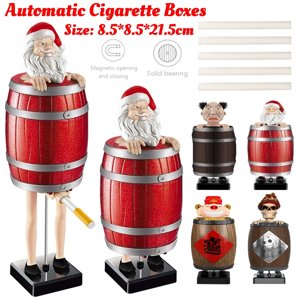 

New Automatic Cigarette Boxes Strange Uncle Santa Claus Cigarette Dispenser Case Spoof Cigarette Storage Boxes Xmas Novelty Gift