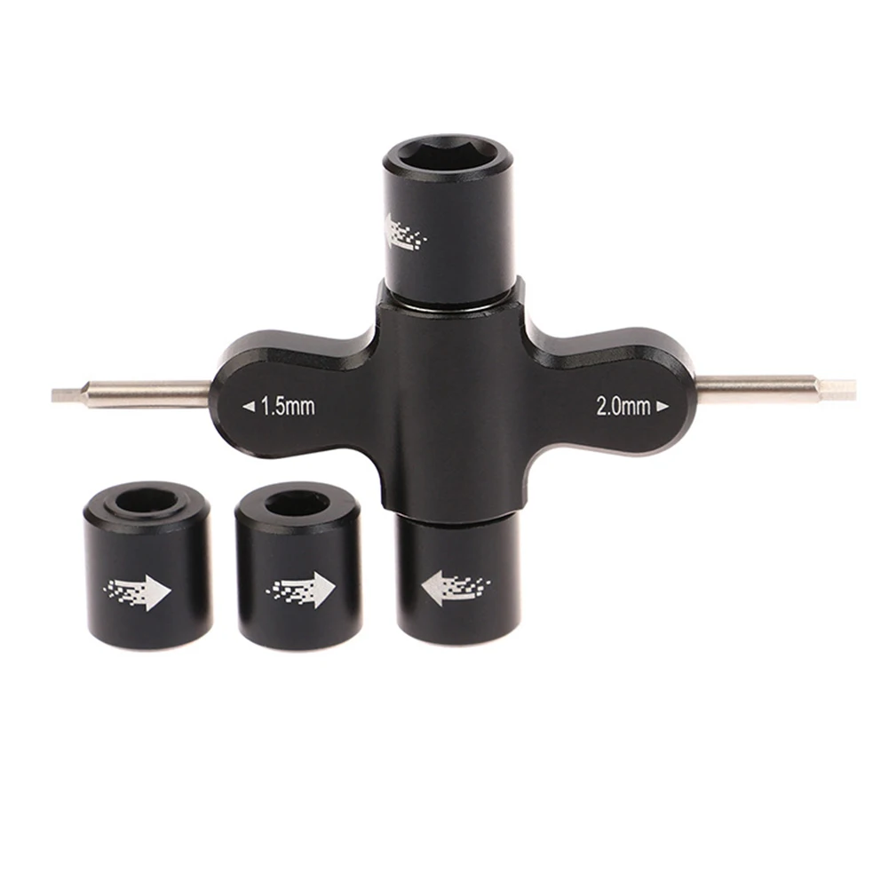 

4-in-1 M5 For Quad Wrench Metal Quick Tensioner Tool 1.5mm/2mm Hex Screwdriver One-way Bearing Socket For RC Racing Motor