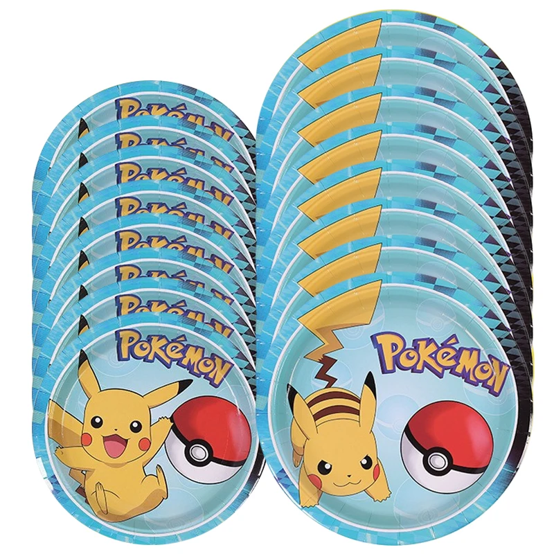Pokemon zastawa stołowa Pikachu dekoracje urodzinowe zaopatrzenie firm jednorazowy obrus papierowe kubki talerze serwetki prezenty na baby shower
