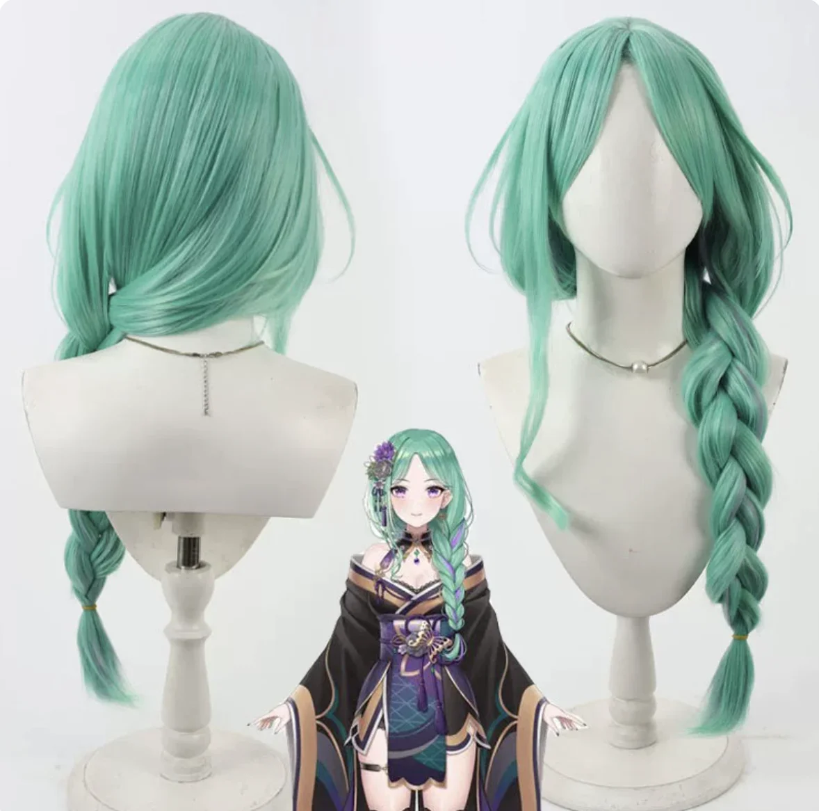 

Virtual YouTuber VSPO Yakumo Beni Cosplay Green Heat Resistant Hair Wig
