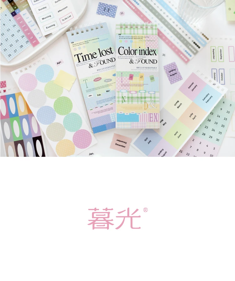 Journal GO 30pcs Mixed Material Date Planner Stickers PET & Washi Paper Index Sticker for Scrapbooking Colorful Number Month