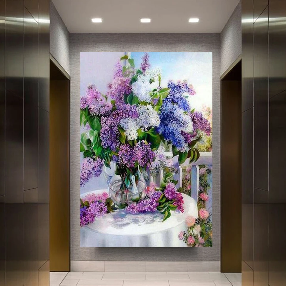 

5D Diy Diamond Painting Lilac Full Drill Square Picture Of Rhinestone New Arrival Diamond Embroidery Flowers Needlework Wall Art