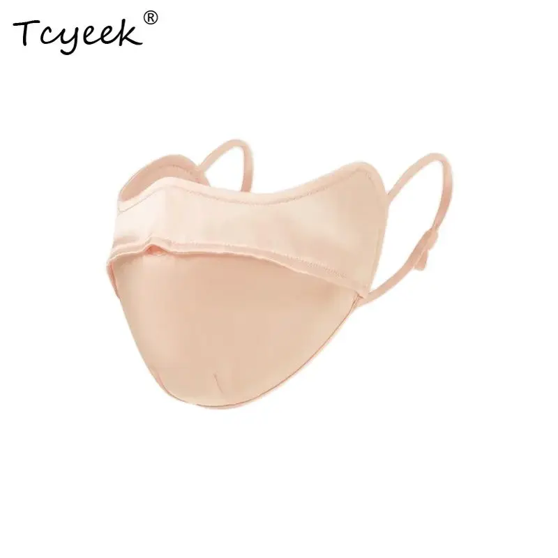 Tcyeek، أقنعة حريرية حقيقية 100%، حماية من أشعة الشمس فوق البنفسجية للجنسين، قناع وجه رقيق لركوب الدراجات قابل للتنفس، صيف وخريف A48056QC #2