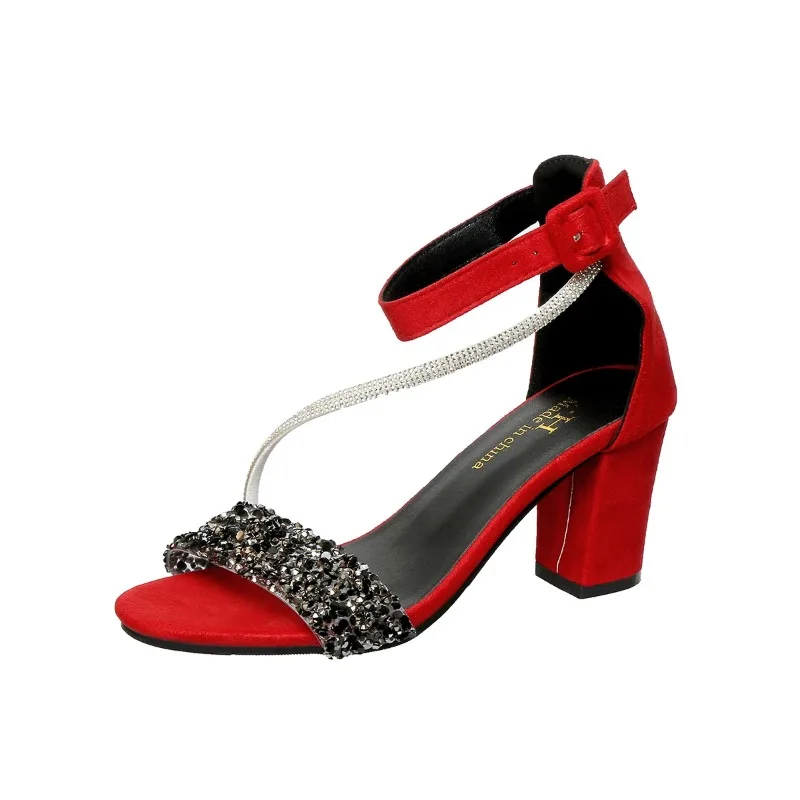 Plus Size New Summer Versatile Bag Heel Colorblock High Heel Block Heel Women's Shoes Sandals view 6