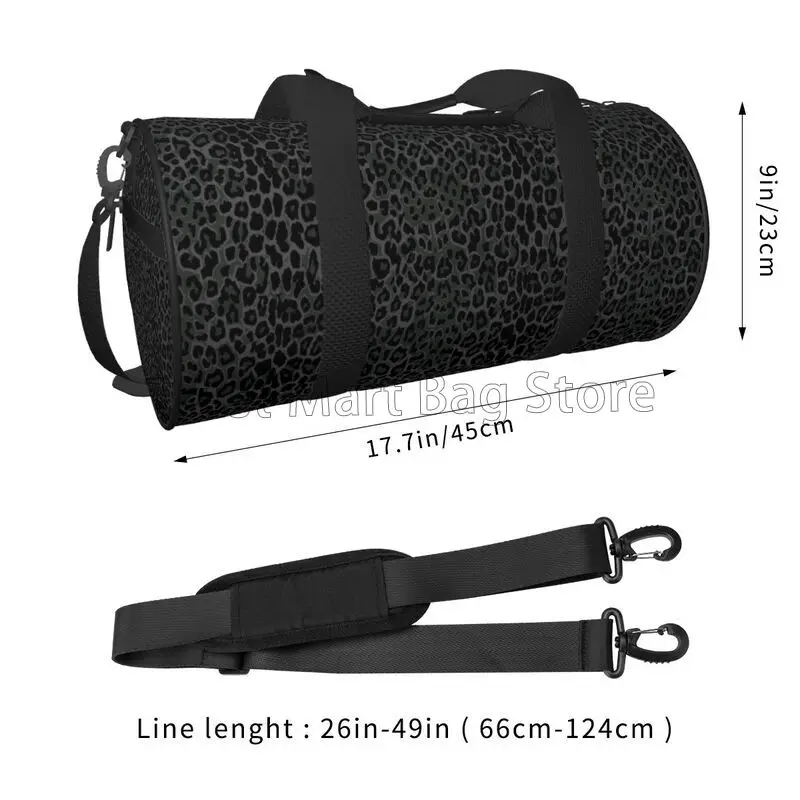 Bolsa de viaje redonda con estampado de leopardo negro, bolsos de hombro impermeables duraderos Unisex, bolsa de gimnasio para deportes, Yoga, bolsas de Fitness al aire libre