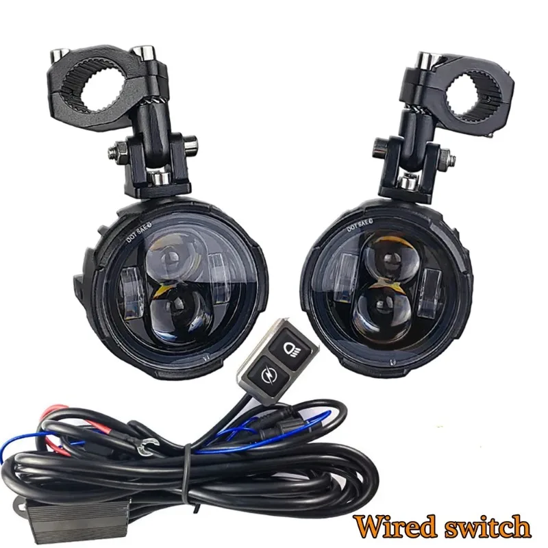 

Pair 100W Motorcycle Headlight Fog Lights Led Auxiliary Driving Light Spotlight Headlamp Dual Color Flasher Moto Fog Lamp.