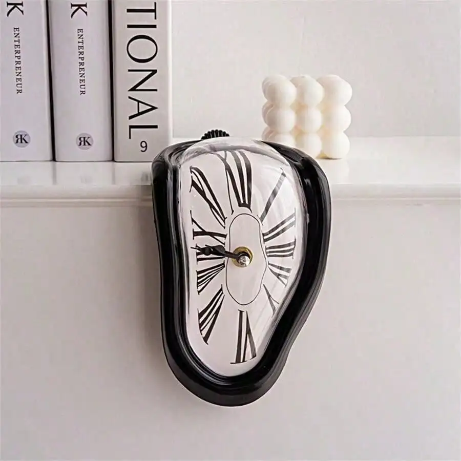 1pc Surreal Melting Clock Silent Melted Wall Clock Salvador Dali Style Wall Watch For Decorative Home Office Shelf Desk Table Gift