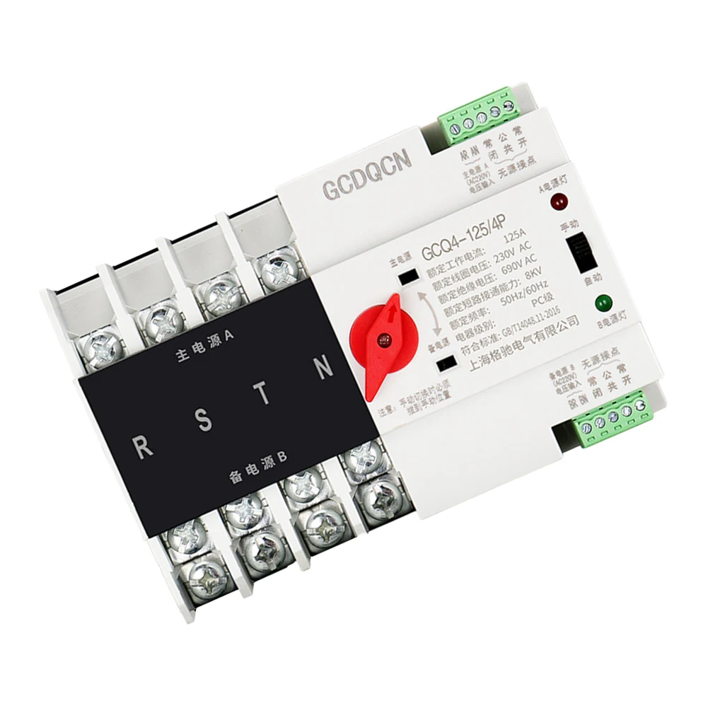 Interruptor de transferencia automática Doble potencia 4P 125A 50/60Hz Rejilla a generador de CA 230V AC 50Hz/60Hz Interruptor de transferencia