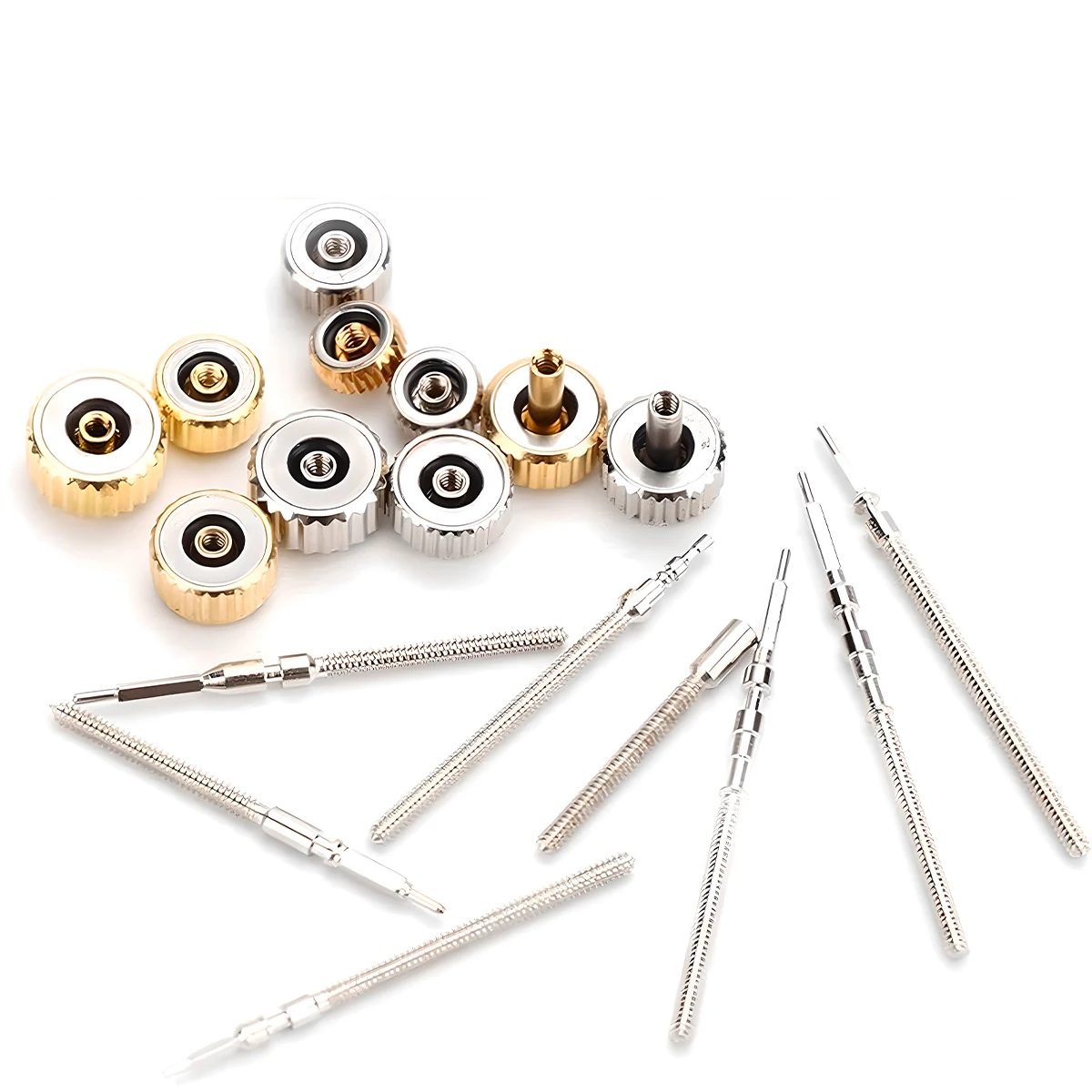 1-5 個のムーブメント時計スチールステムクラウンキット時計の部品 NH35 NH36 NH38 NH39 ムーブメント時計ステムスペアパーツ