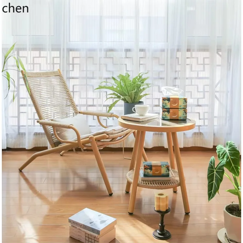 YFY  Folding Recliner Chair Leisure Can Sit Can Lie Nap Rattan Garden Outdoor Table and Chair