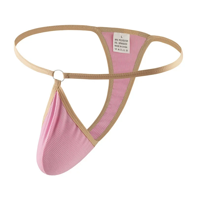 

Мужские сексуальные стринги с Т-образной спинкой в рубчик из ледяного шелка, эластичные, гладкие, быстросохнущие, крутые, с низкой посадкой, U-образный выпуклый чехол, стринги с открытыми ягодицами