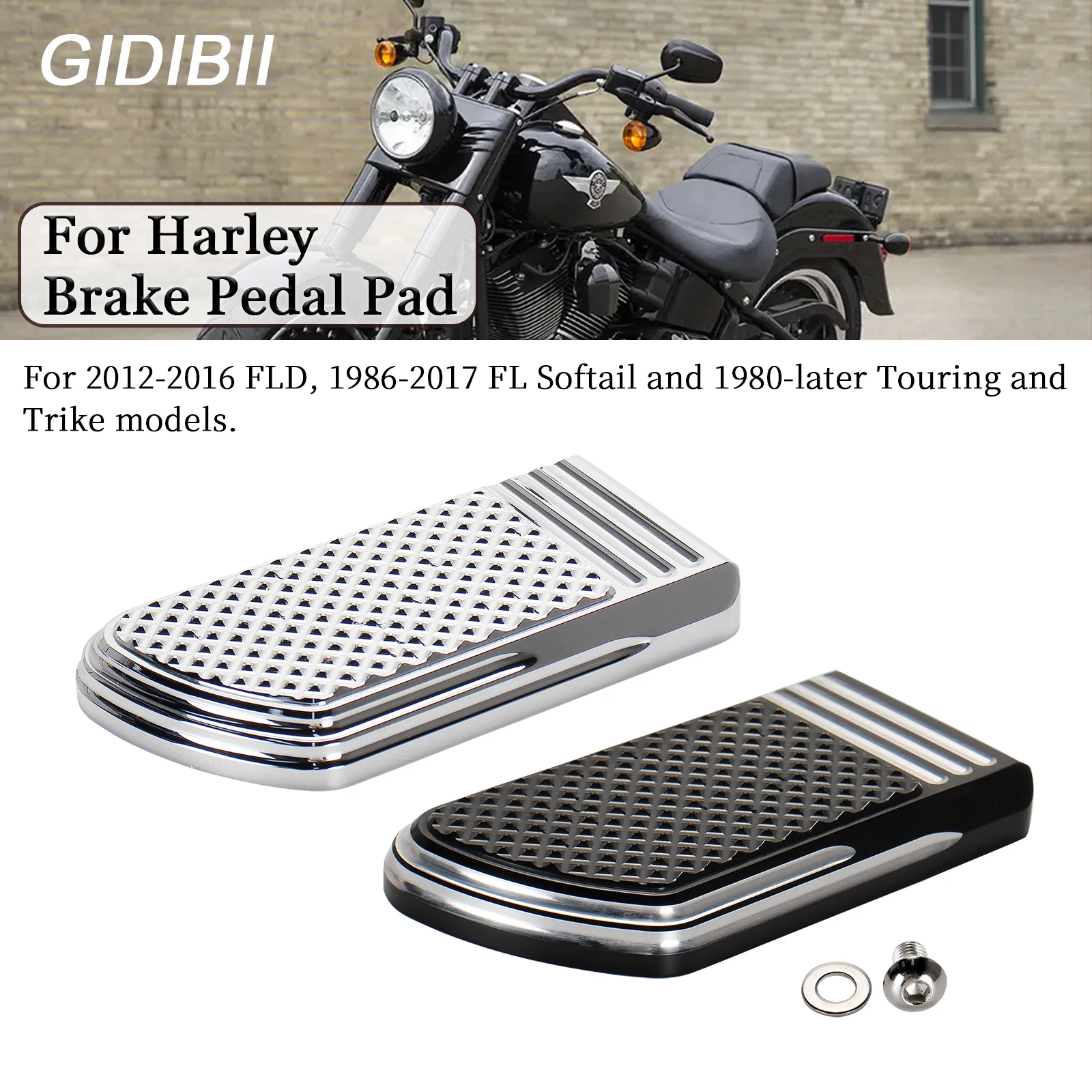 

Foot Pegs Defiance Large Brake Pedal Pad For Harley Road King FLHR Street Glide FLHX Fat Boy FLSTF Road Glide FLTRX FL Softail