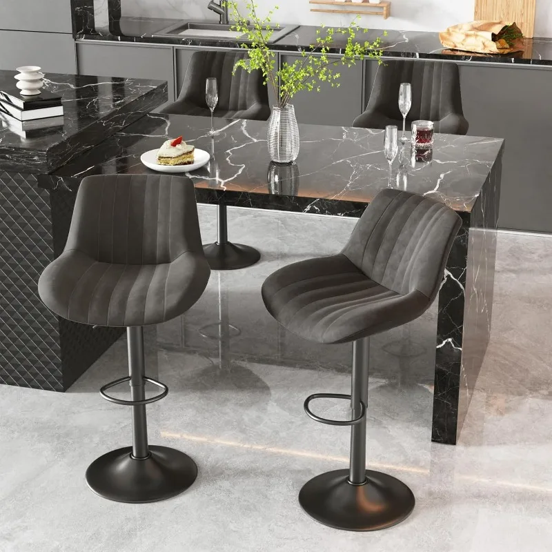 

Bar Stools Set of 4, Adjustable Modern Swivel Bar Stools with Backs, Counter Height Performance Fabric Island Chairs