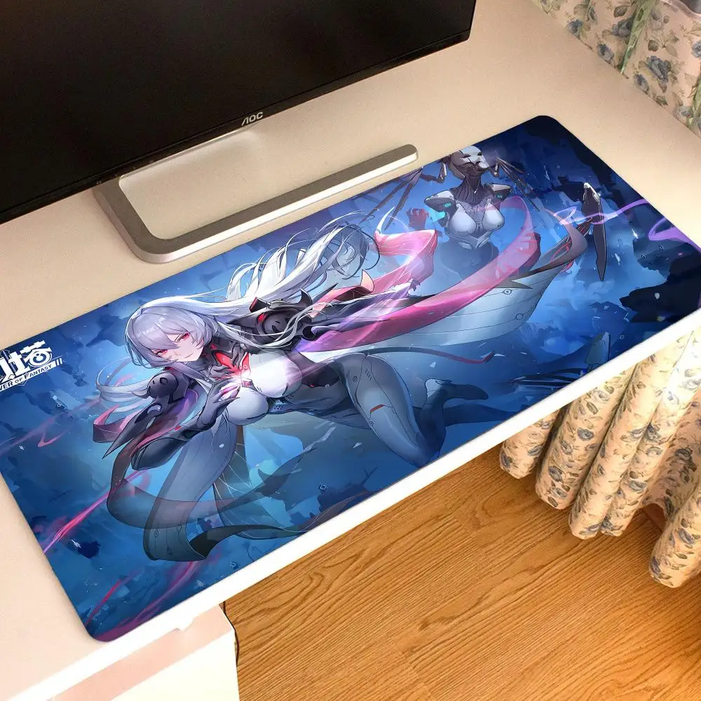 Tower Of Fantasy Mouse Pad Tapetes de Mesa Teclado, Borracha Kawai, Tapete de Mesa Antiderrapante, XXL90x40cm