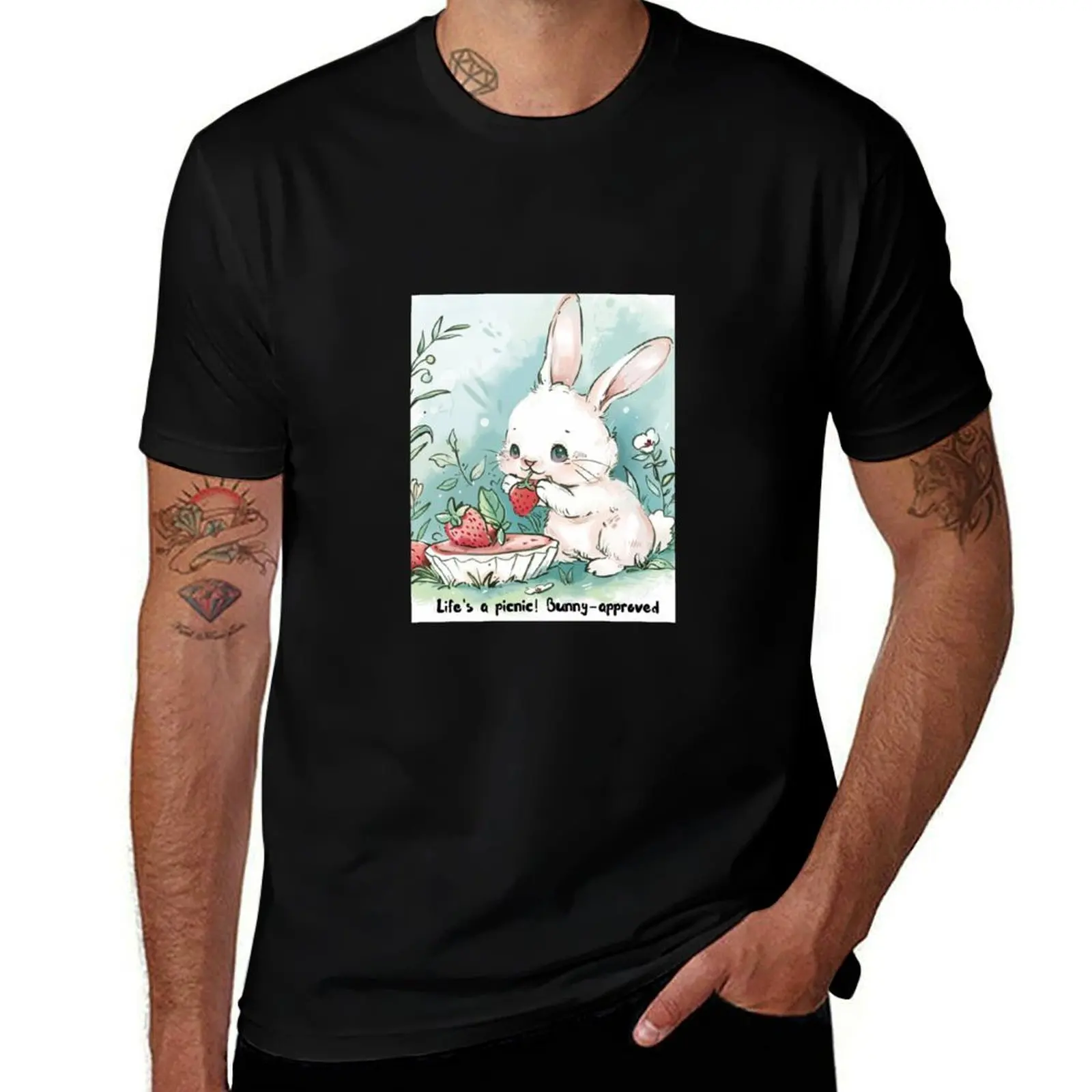 Life's a picnic! Bunny-approved. T-Shirt Sweat Resistant Workout Tee Shirt T-Shirt