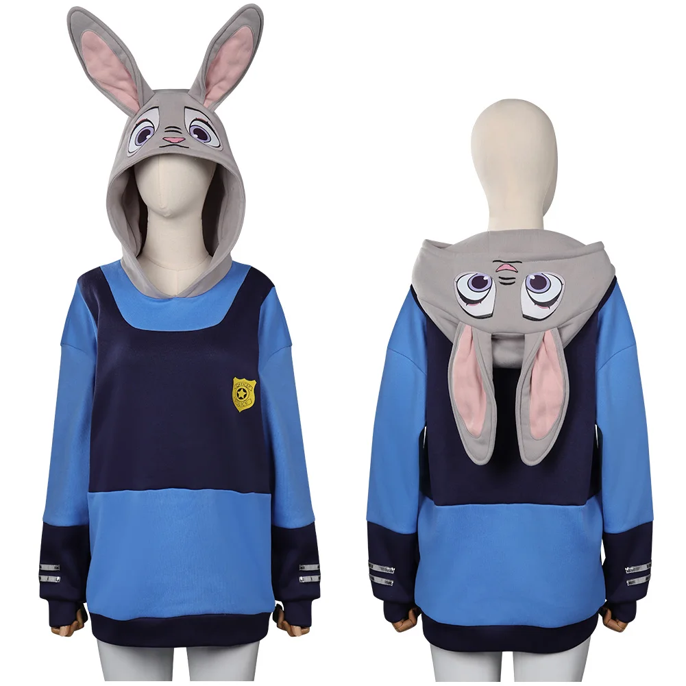 

Judy Hopps Cosplay Costume Women Hoodie Cartoon Zoo Bunny Roleplay Fantasia Adult Halloween Carnival Clothes For Female Disguise