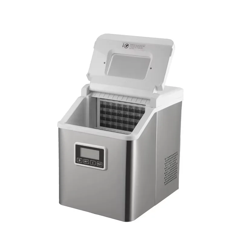 Mini Countertop Ice Forming Station, Stainless Steel Construction with 32 Square Layout, Ideal for Business Catering Scenarios